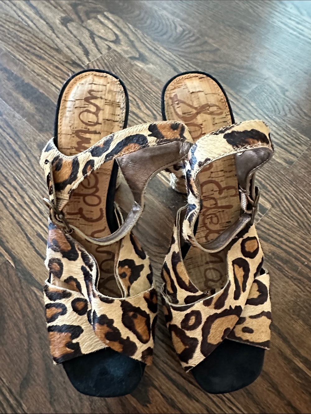 Sam Edelman Leopard Print Platform Heels - Brown Black